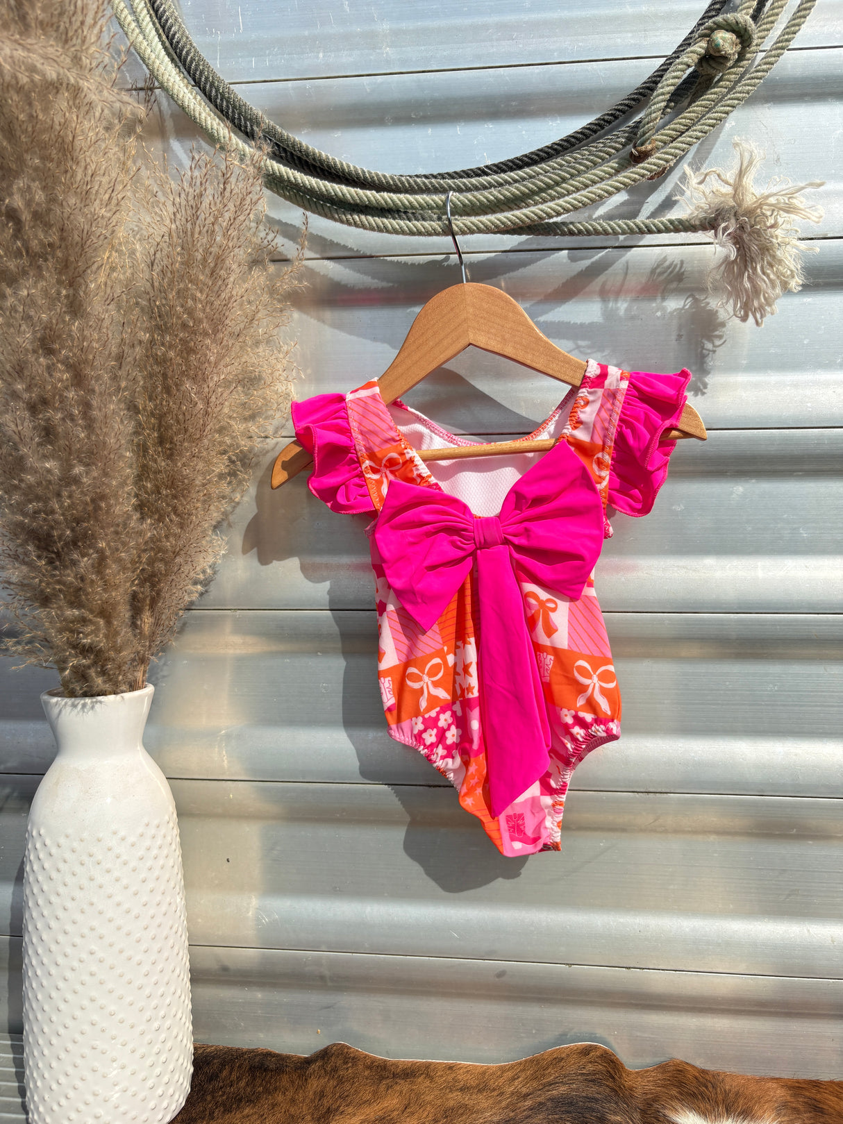 Boots & Bows Patch One Piece Bow Swimsuit