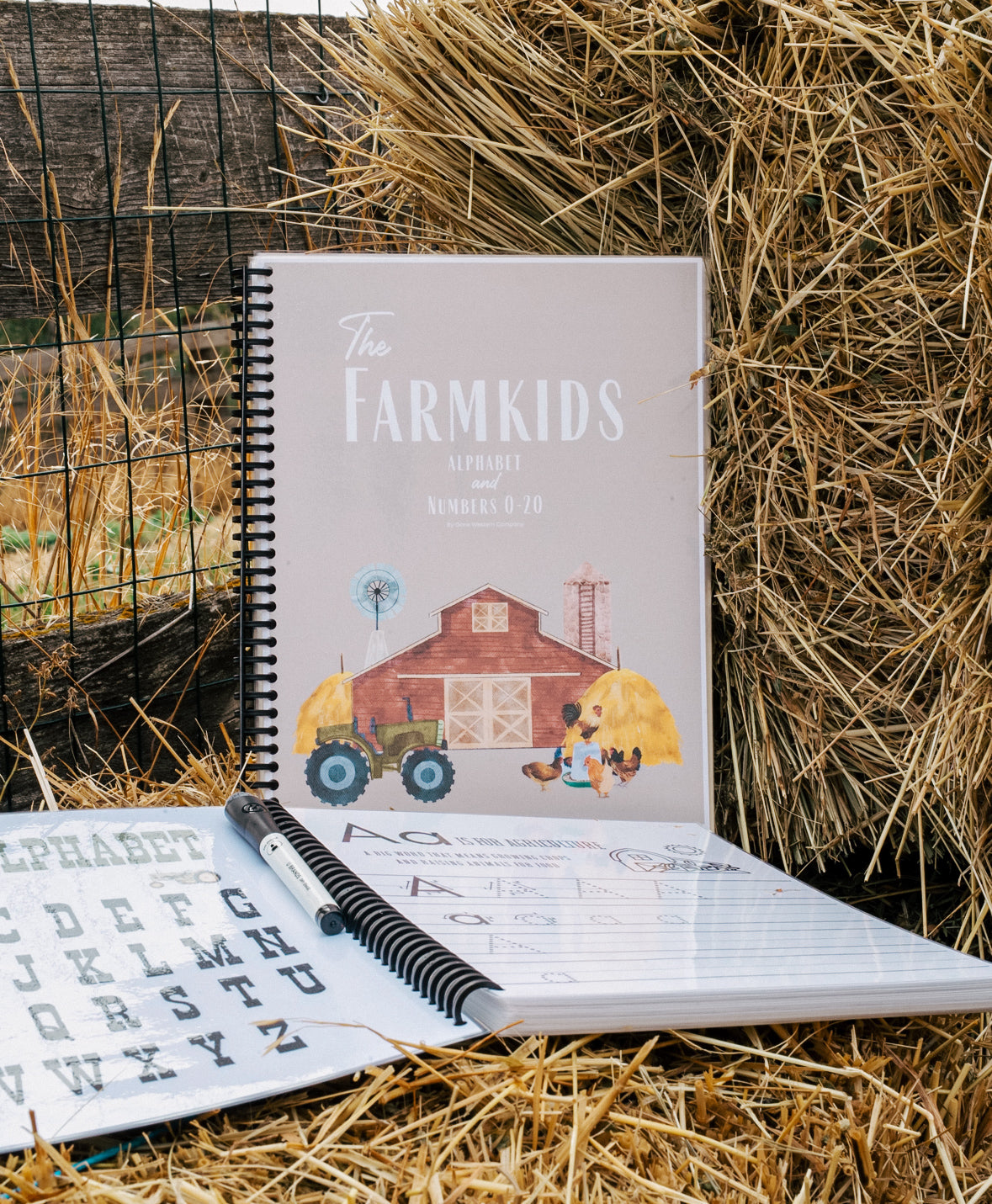 Farm Kid Workbook – Reusable ABC & 123 Dry Erase Book