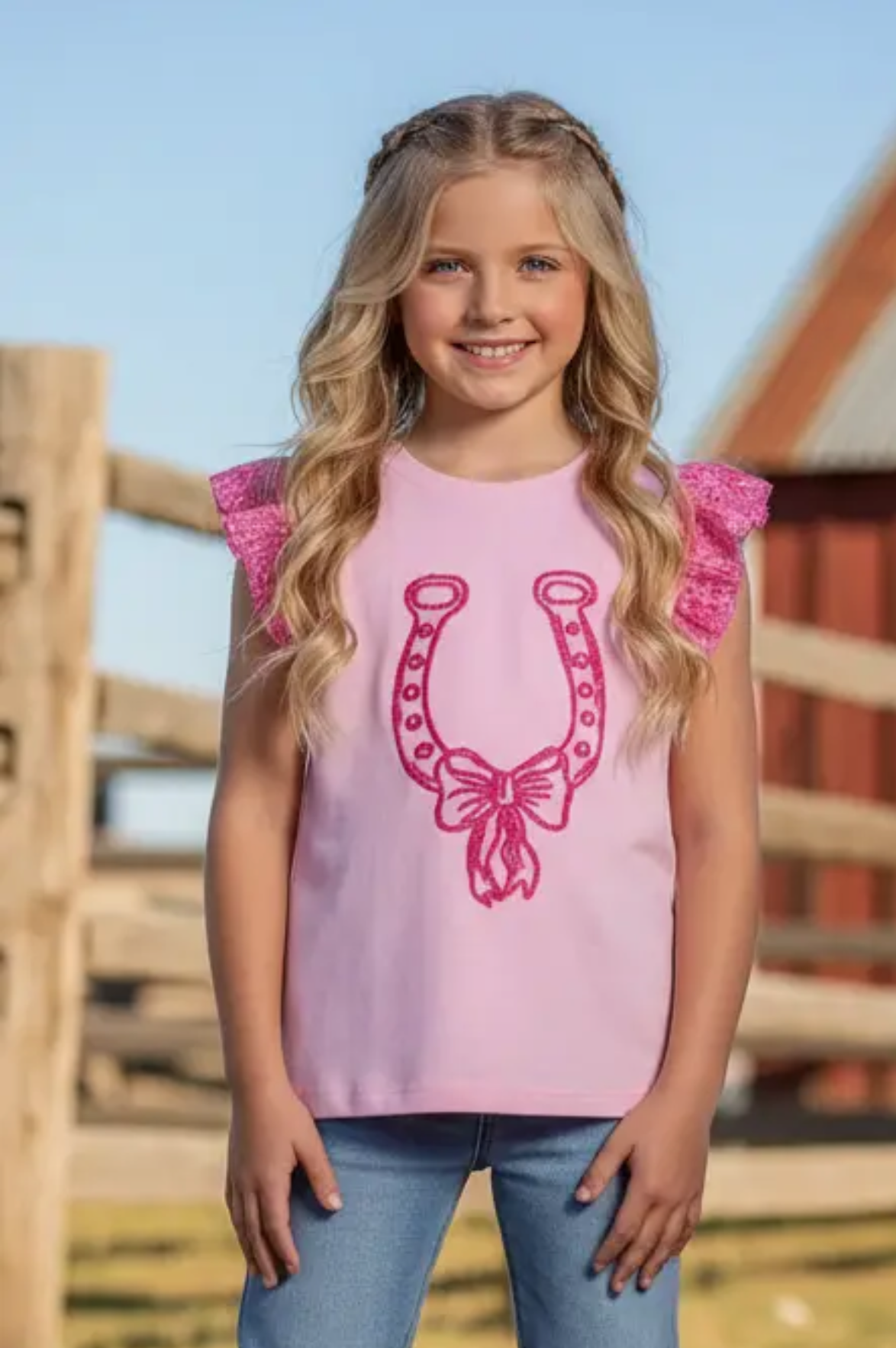 Pink Horseshoe Flutter Tee