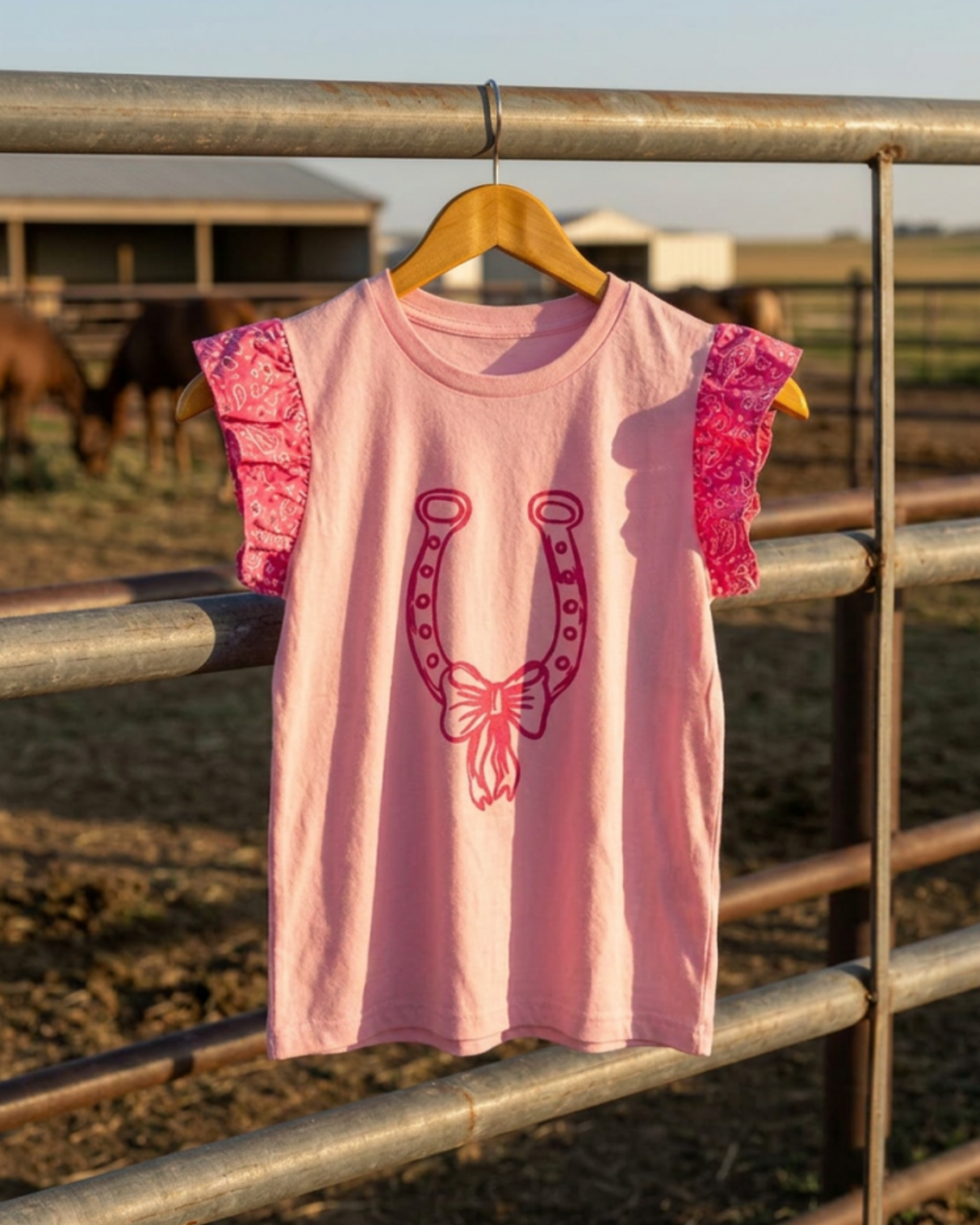 Pink Horseshoe Flutter Tee
