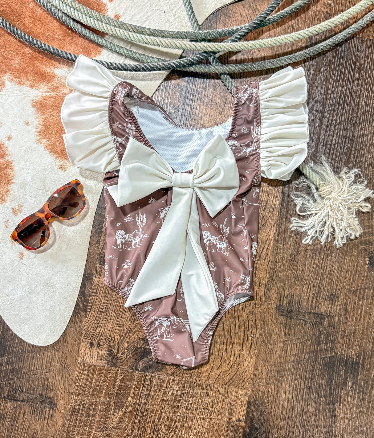 Old West Pastures One Piece Bow Swimsuit
