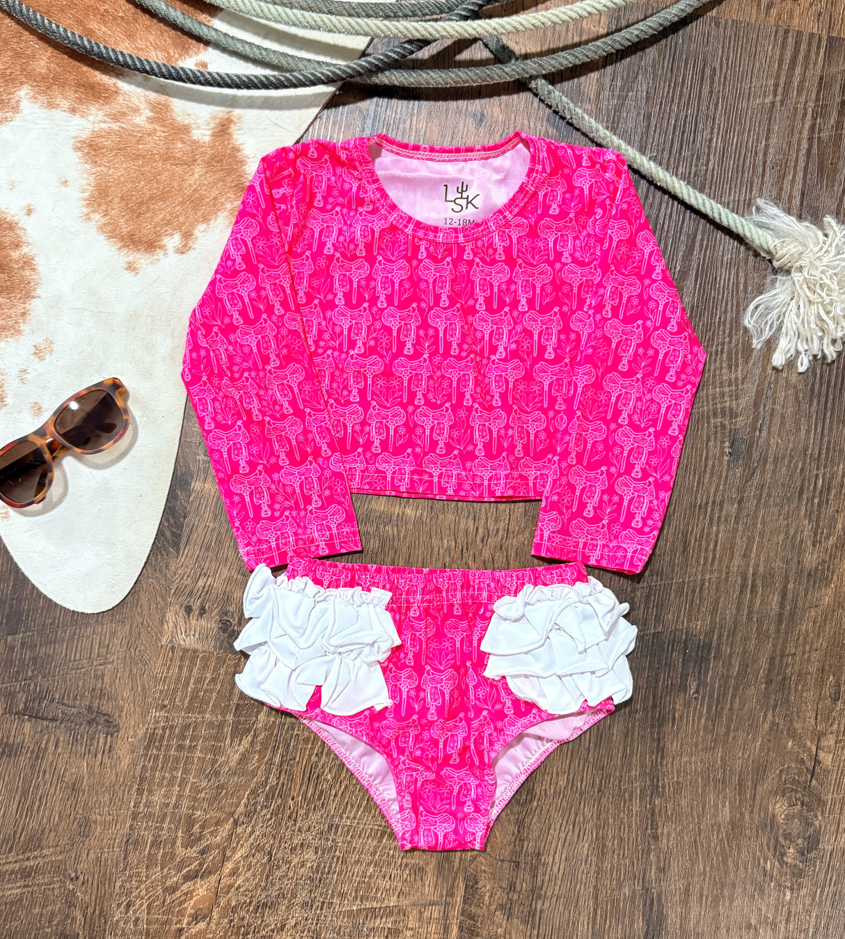 Rodeo Darling Ruffle Long Sleeve Swim Set