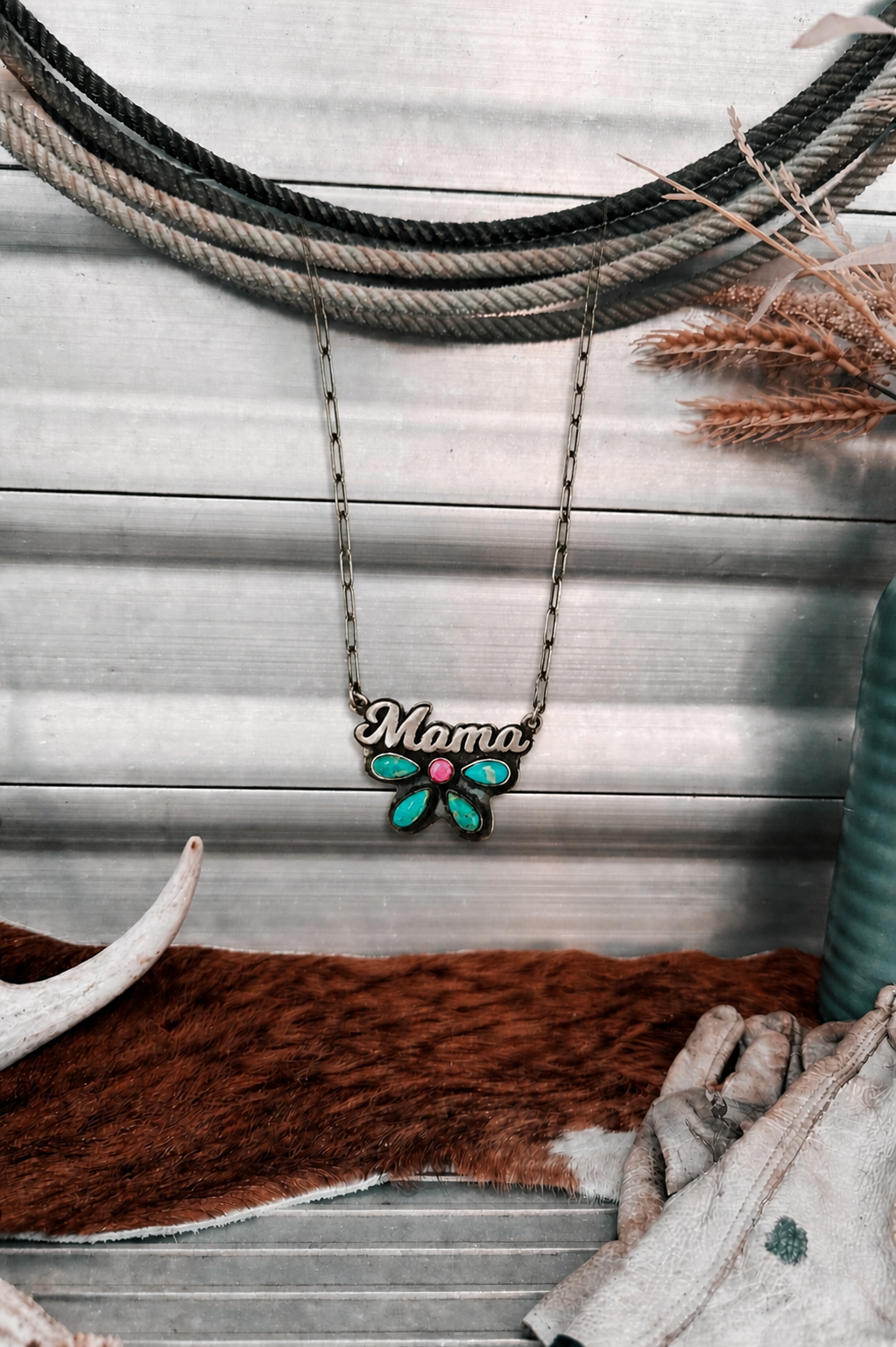 Mama Sterling Silver & Stone Necklace -PREORDER