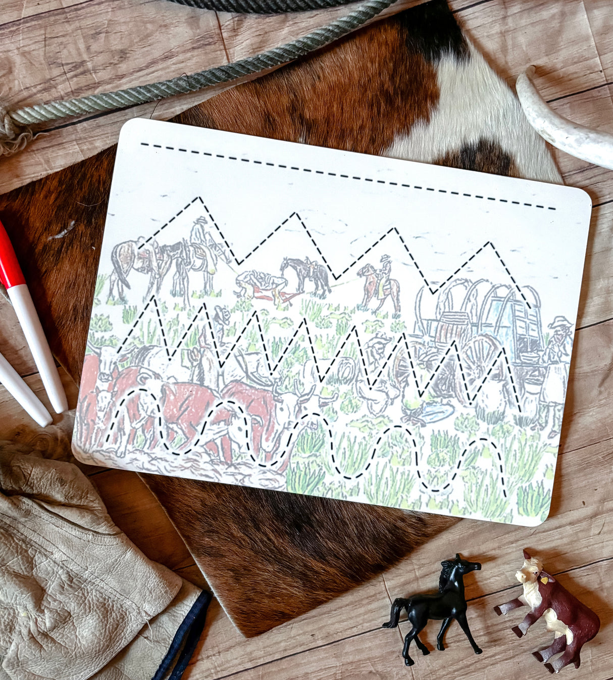 Cowboy Trails Lines Dry Erase Board