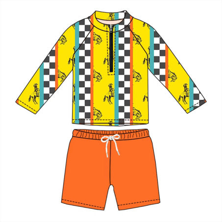 Checkered Cowboy Swim Set