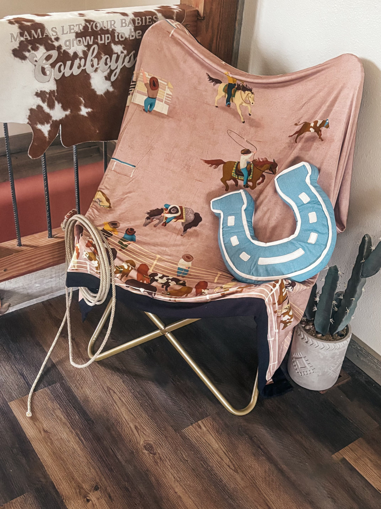 Team Roping Mural Blanket