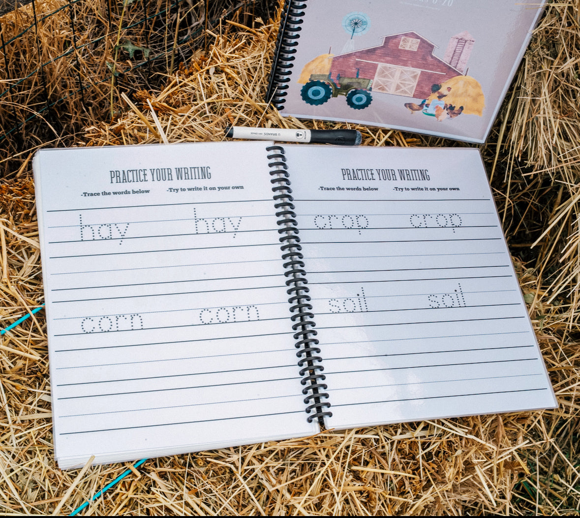 Farm Kid Workbook – Reusable ABC & 123 Dry Erase Book