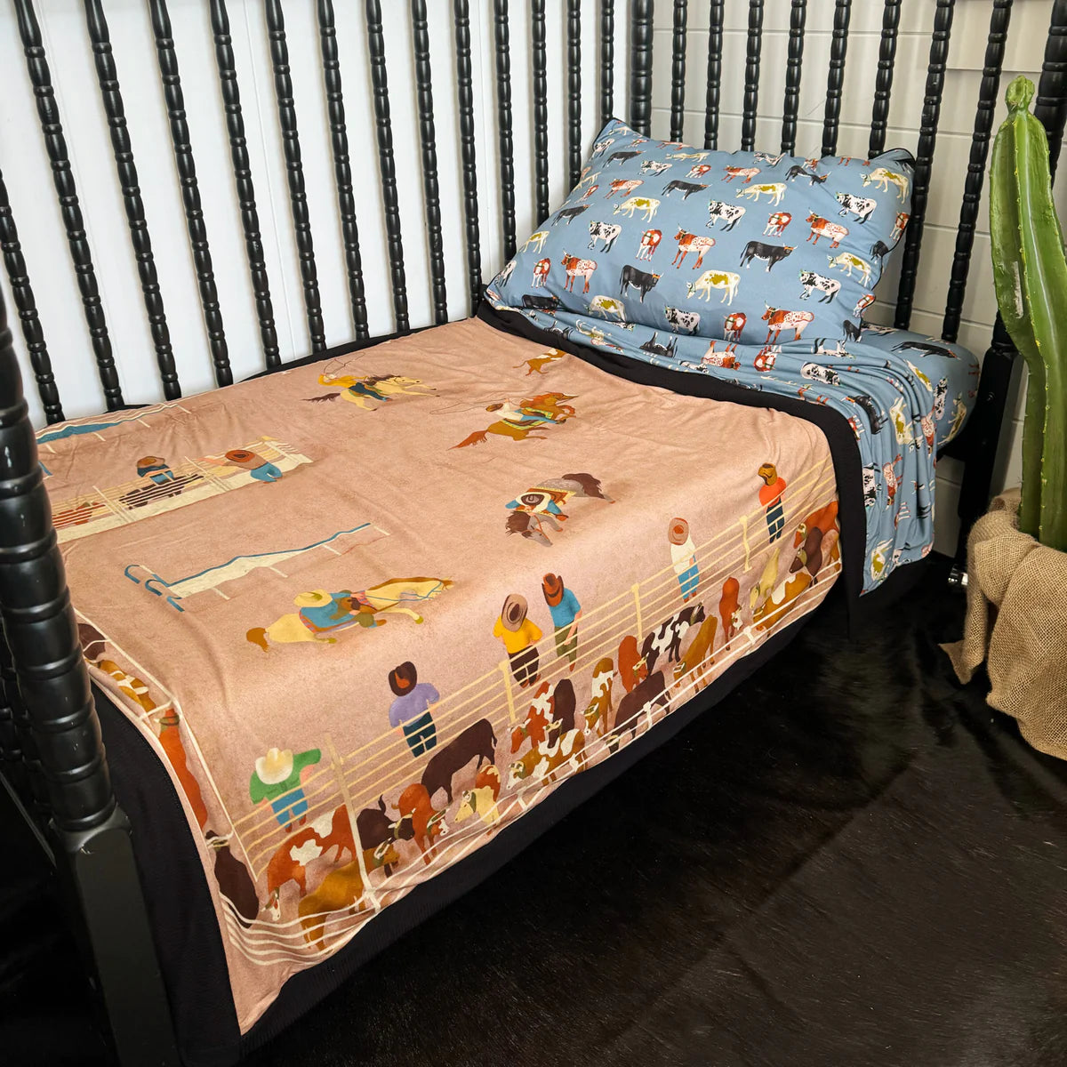 Team Roping Mural Blanket