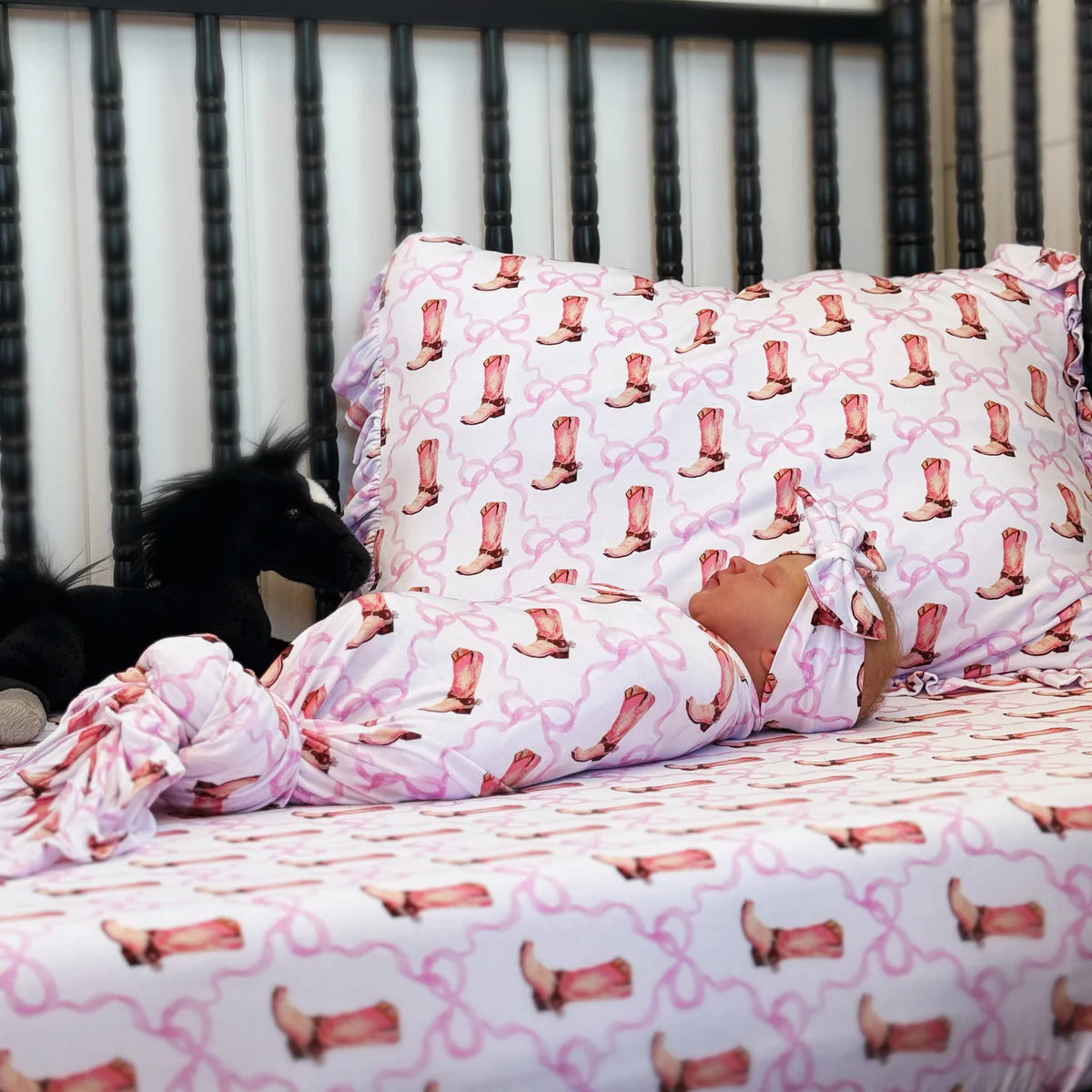 Cowgirl Boots & Bows Pillow Cover