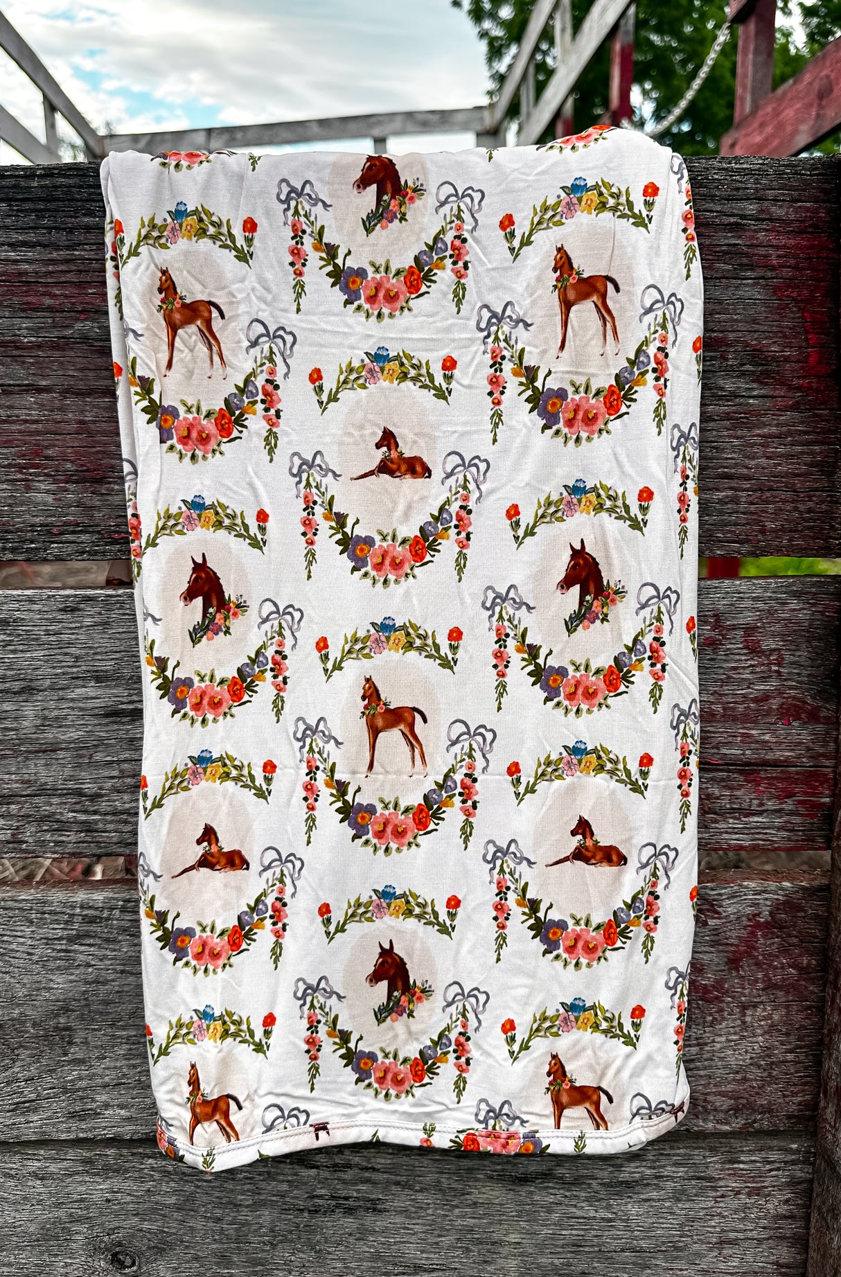 Flowers & Foals Bamboo Swaddle Blanket