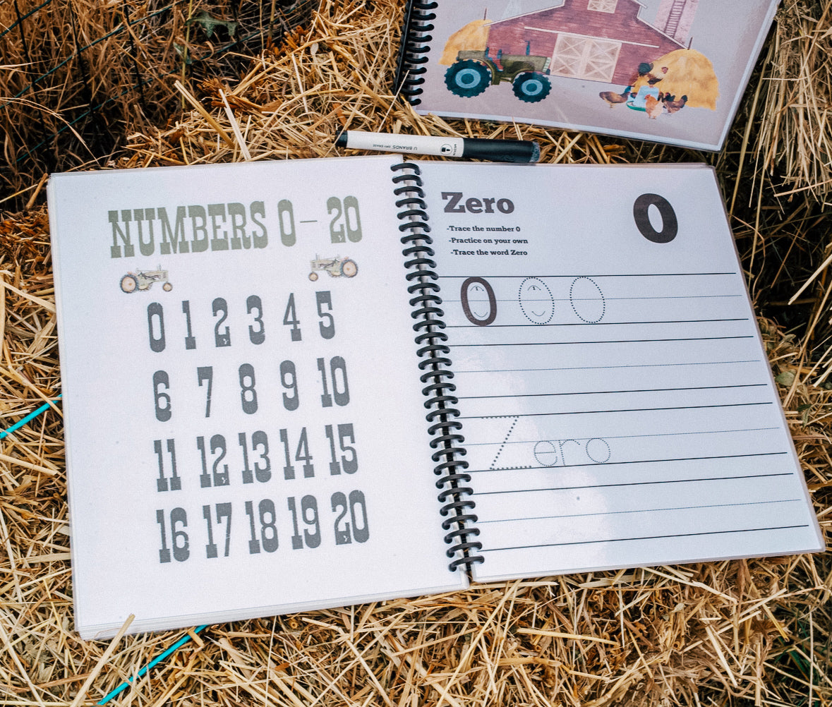 Farm Kid Workbook – Reusable ABC & 123 Dry Erase Book