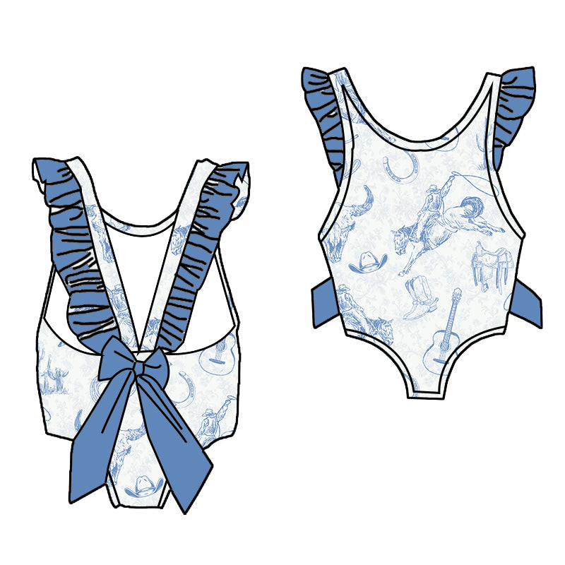 Western Coquette One Piece Bow Swimsuit