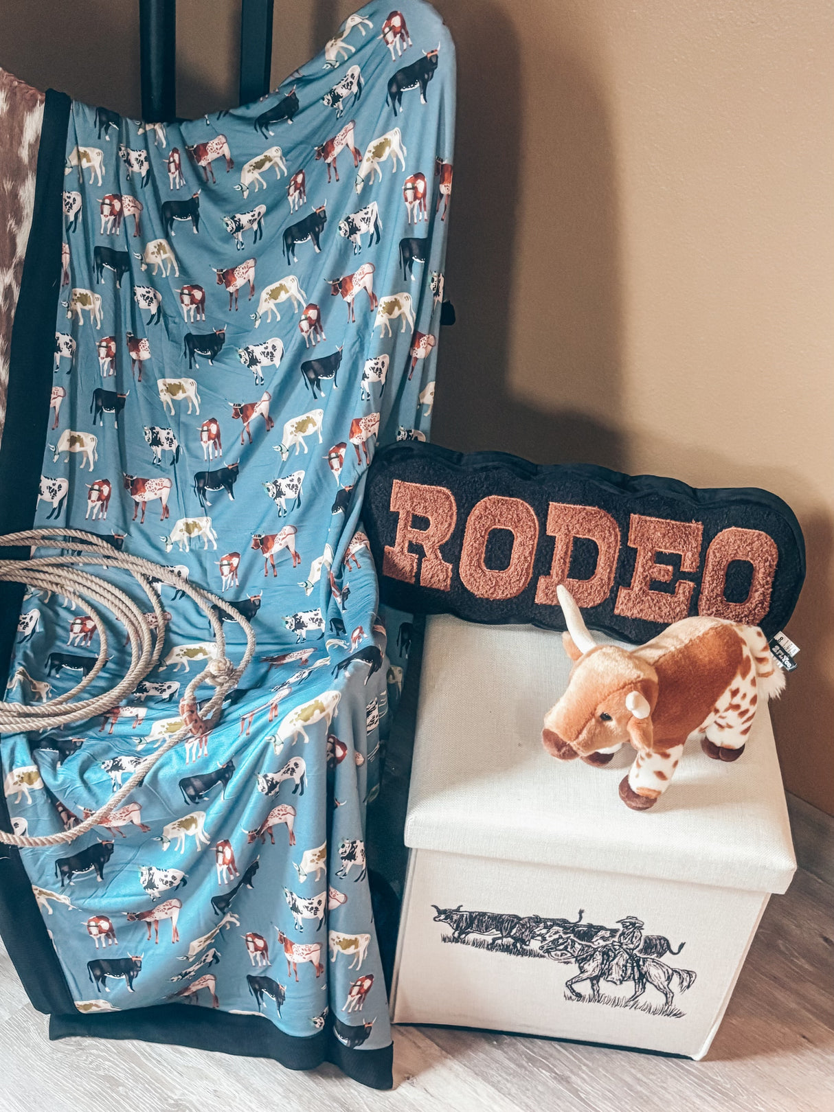 Team Roping Mural Blanket