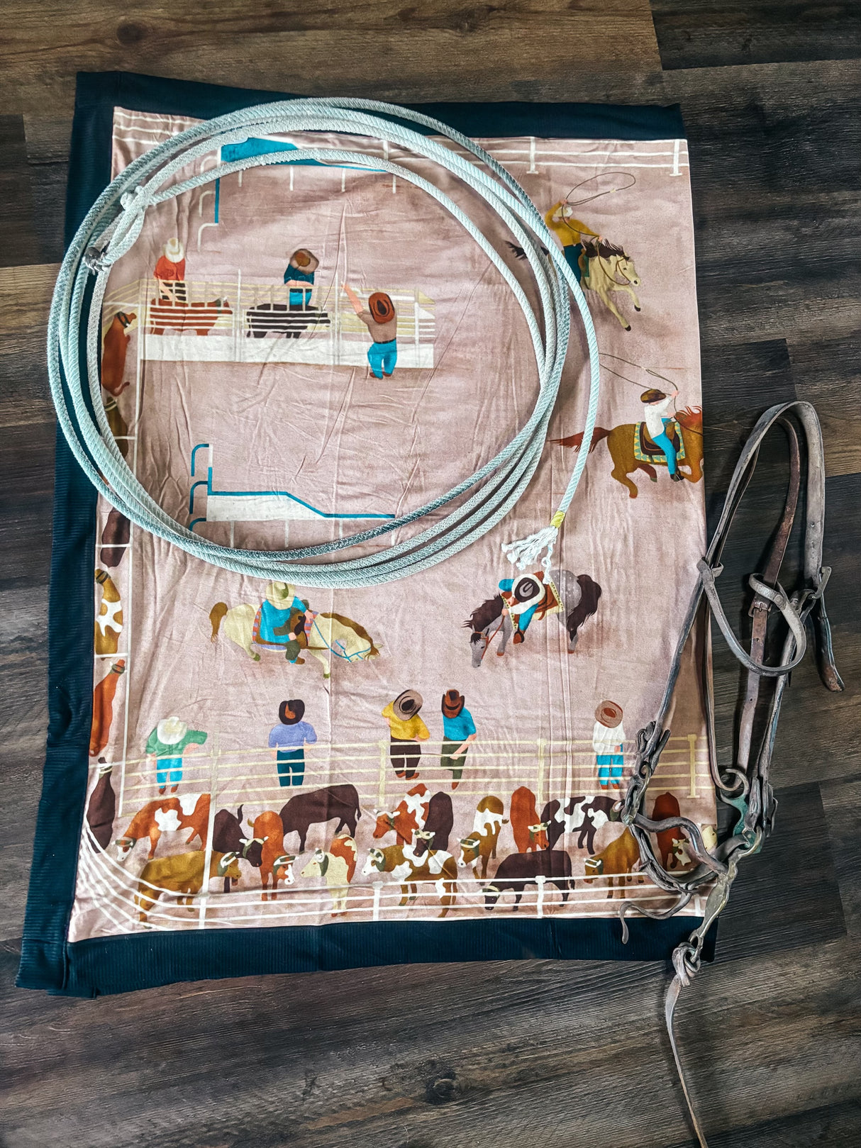Team Roping Mural Blanket