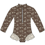 Old West Pastures Ruffle Sun-Safe One Piece Swimsuit