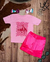 Pink Checker Bronc Tee