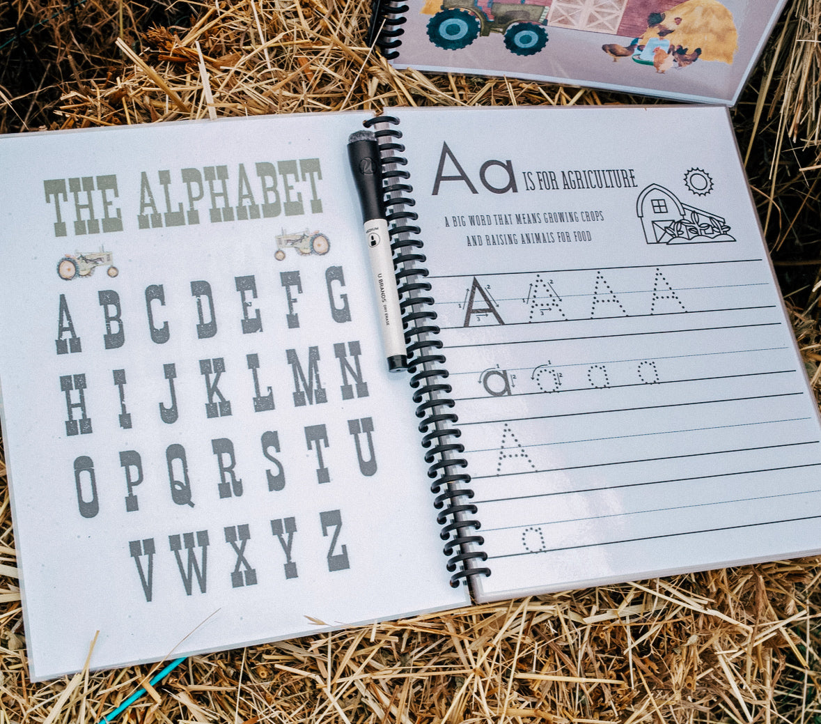 Farm Kid Workbook – Reusable ABC & 123 Dry Erase Book