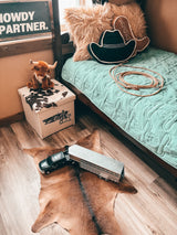 Turquoise Steer Head Bamboo Quilted Blanket