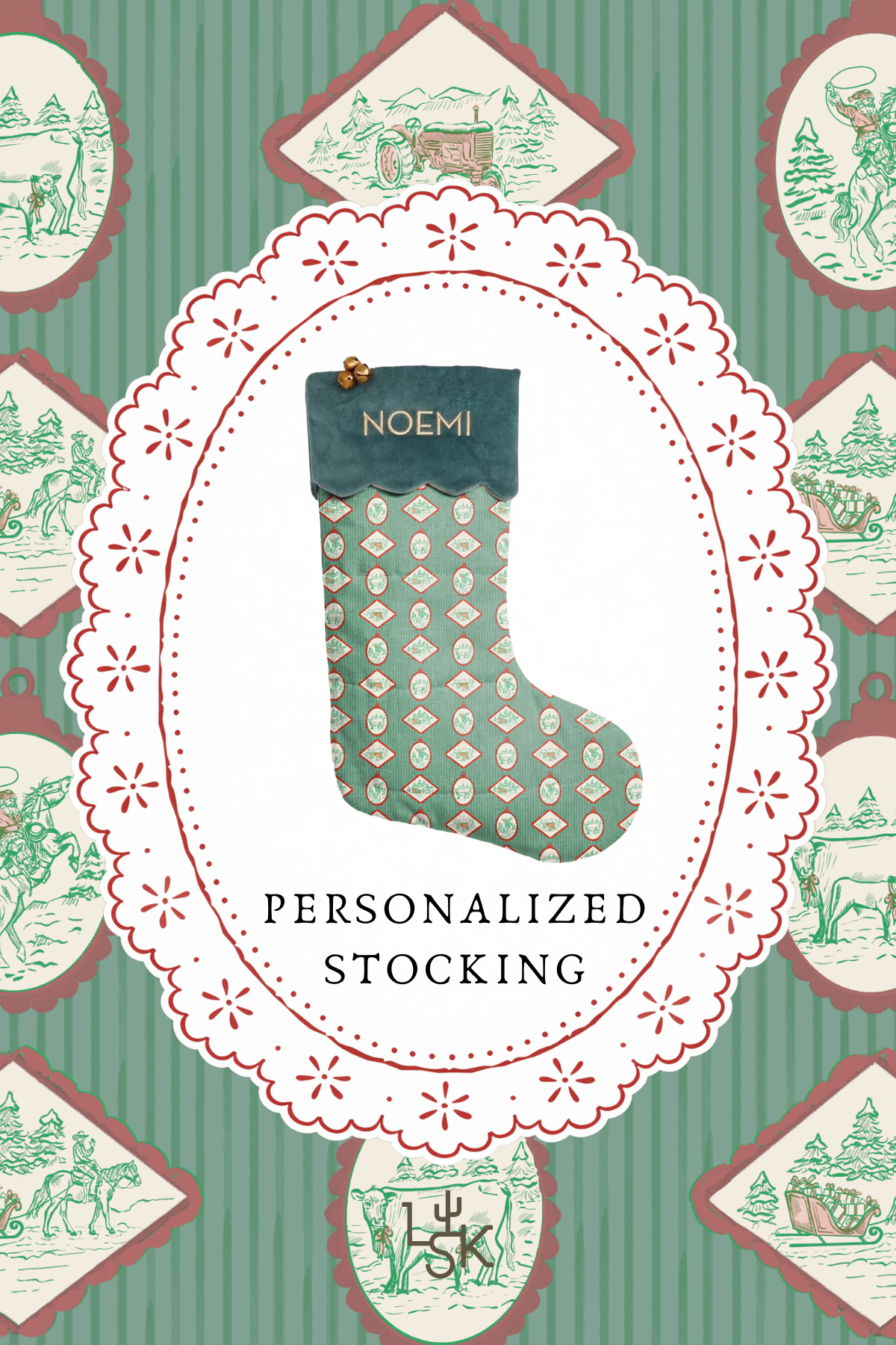 A Western Christmas Embroidered Stocking | PREORDER