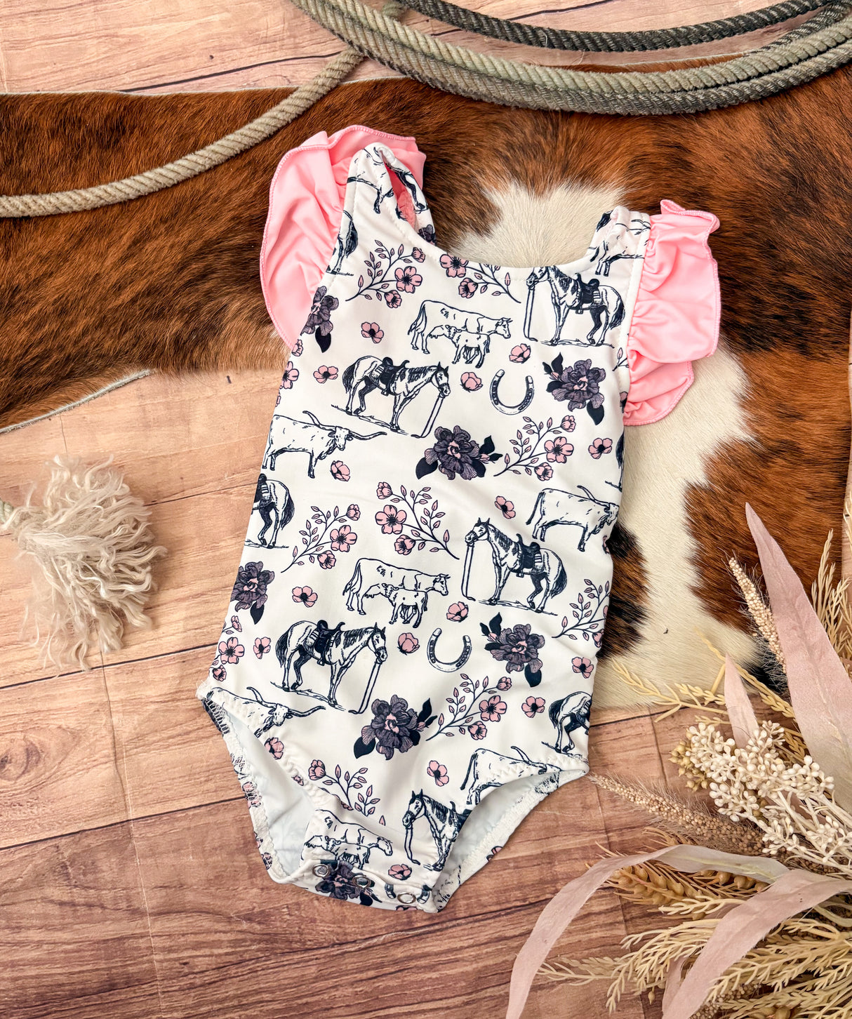 Ranchy Cowgirl One Piece Bow Swimsuit