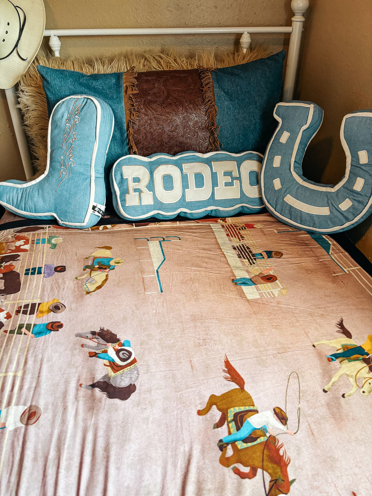 Team Roping Mural Blanket