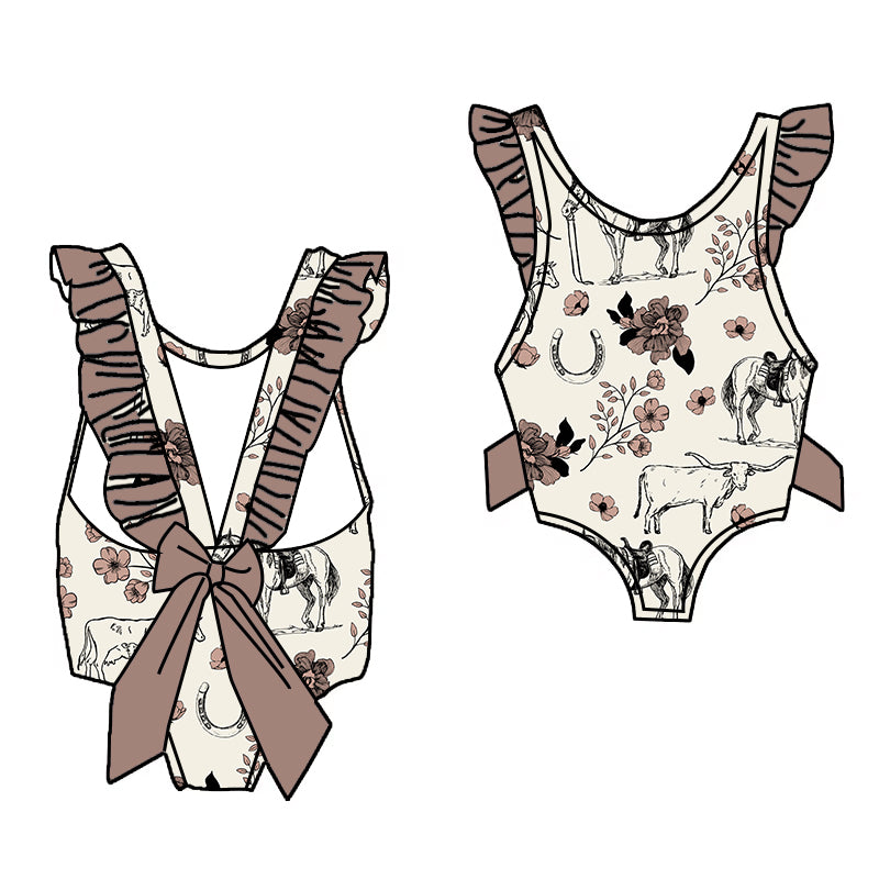 Ranchy Cowgirl One Piece Bow Swimsuit