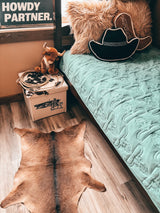 Turquoise Steer Head Bamboo Quilted Blanket