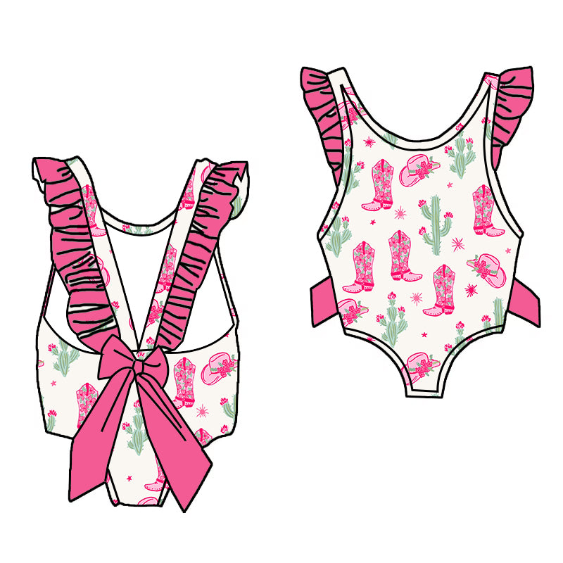 Pretty Cowgirl One Piece Bow Swimsuit