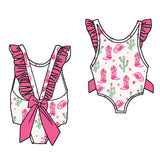 Pretty Cowgirl One Piece Bow Swimsuit