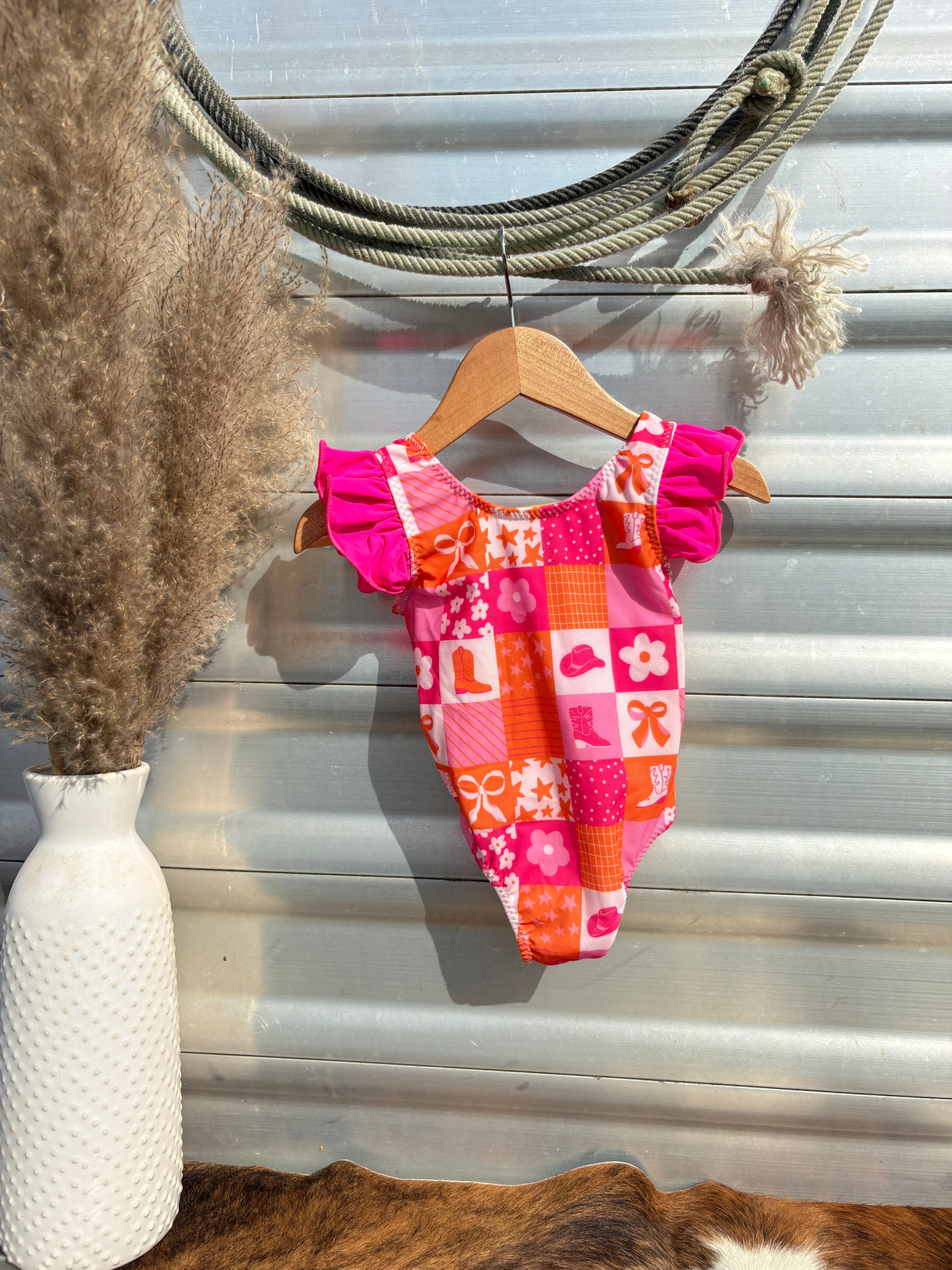 Boots & Bows Patch One Piece Bow Swimsuit