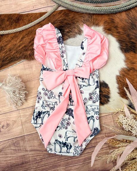 Ranchy Cowgirl One Piece Bow Swimsuit