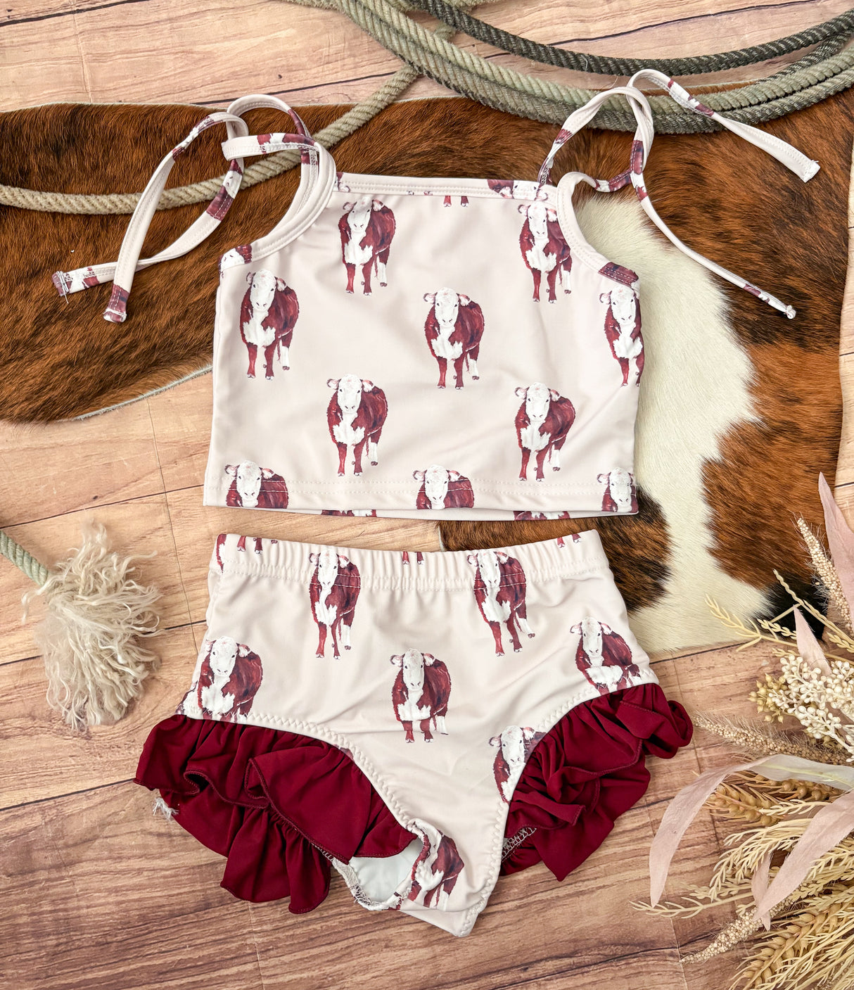 Hereford Cattle Ruffle Bikini