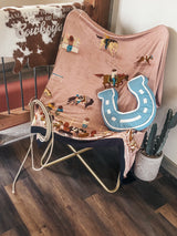 Team Roping Mural Blanket