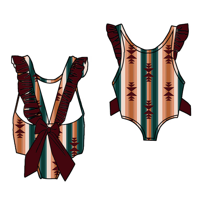 Retro Aztec One Piece Bow Swimsuit