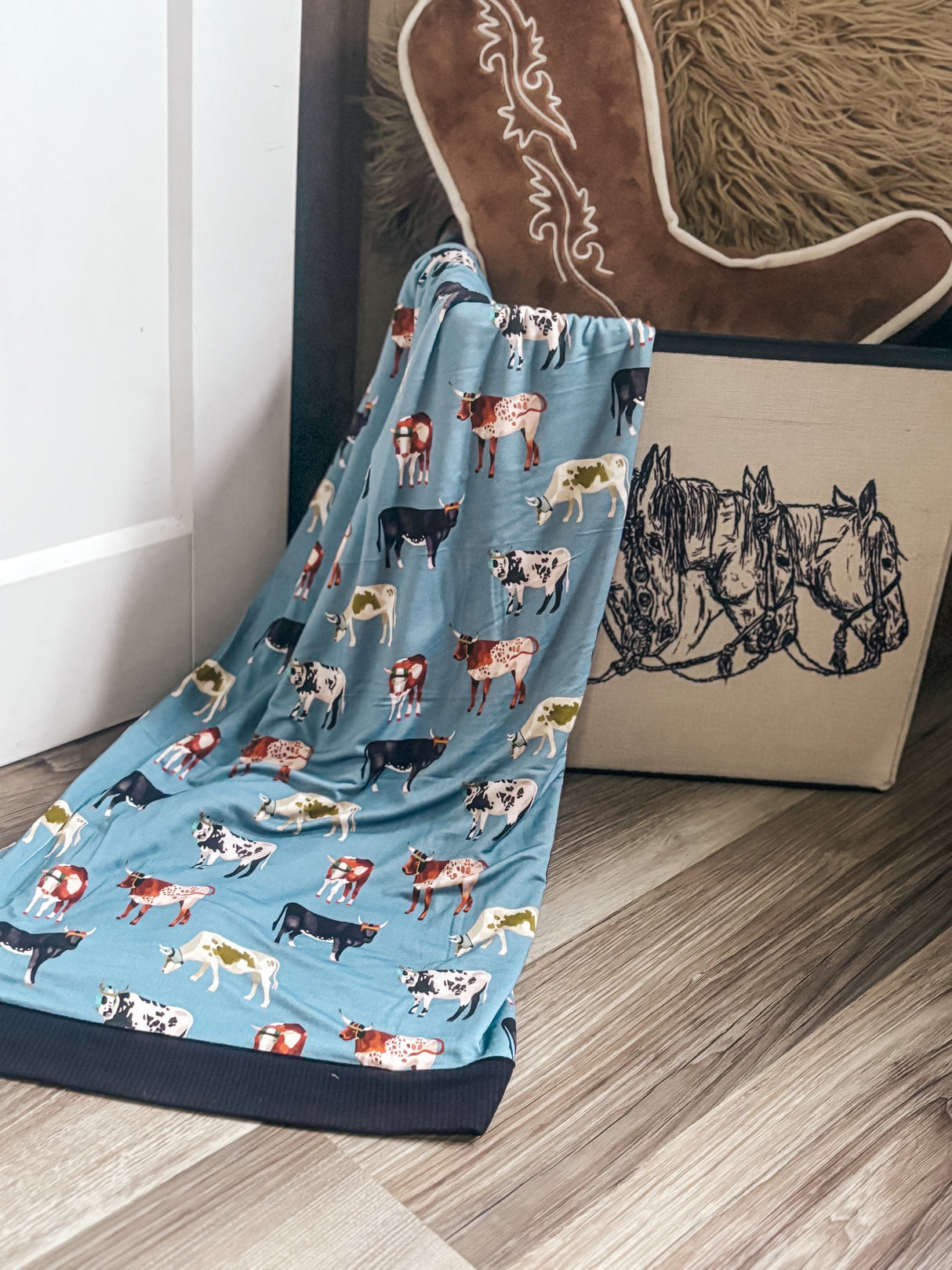 Team Roping Mural Blanket