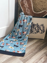 Team Roping Mural Blanket