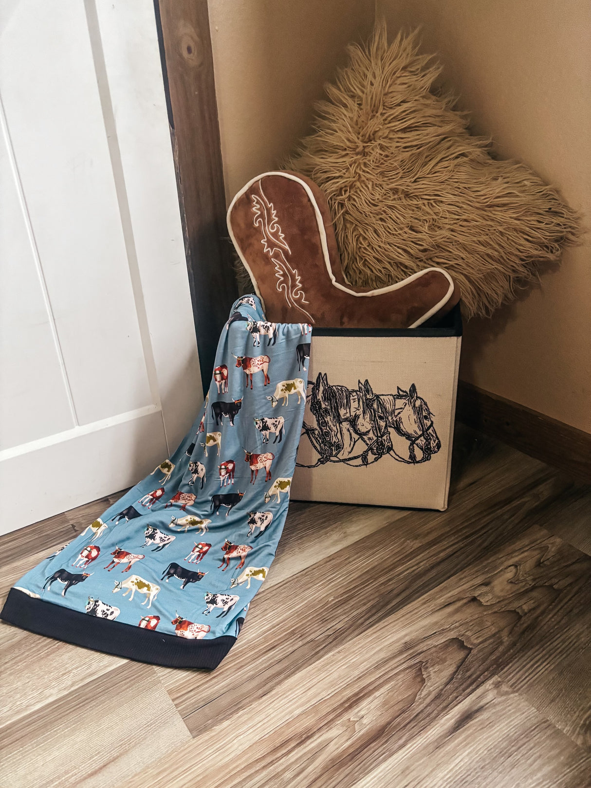 Team Roping Mural Blanket