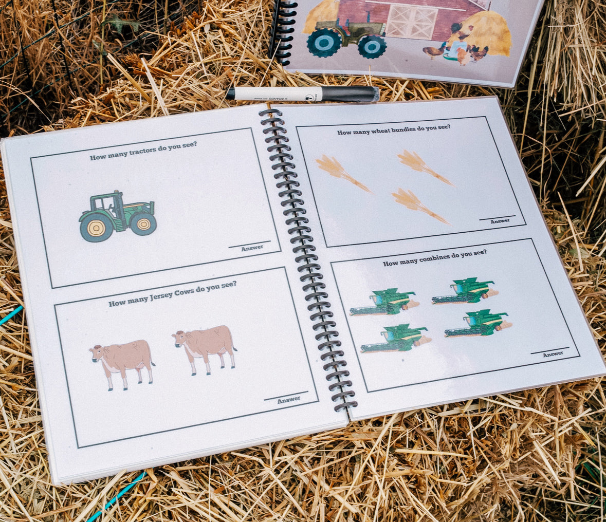 Farm Kid Workbook – Reusable ABC & 123 Dry Erase Book