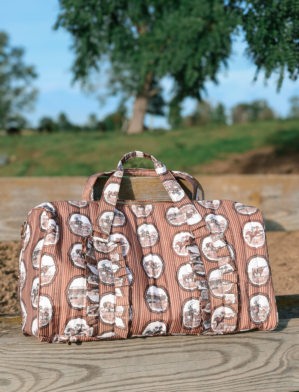 Western Quilted Ruffle Duffle Bag | PREORDER