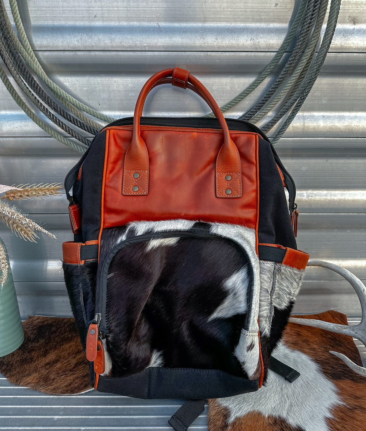 Uptown Cowhide Diaper Bag