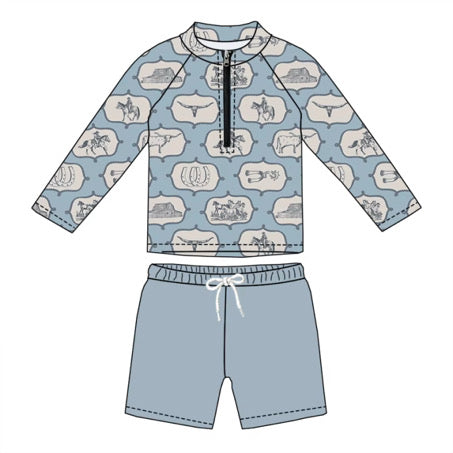 Little Rancher Blue Swim Set