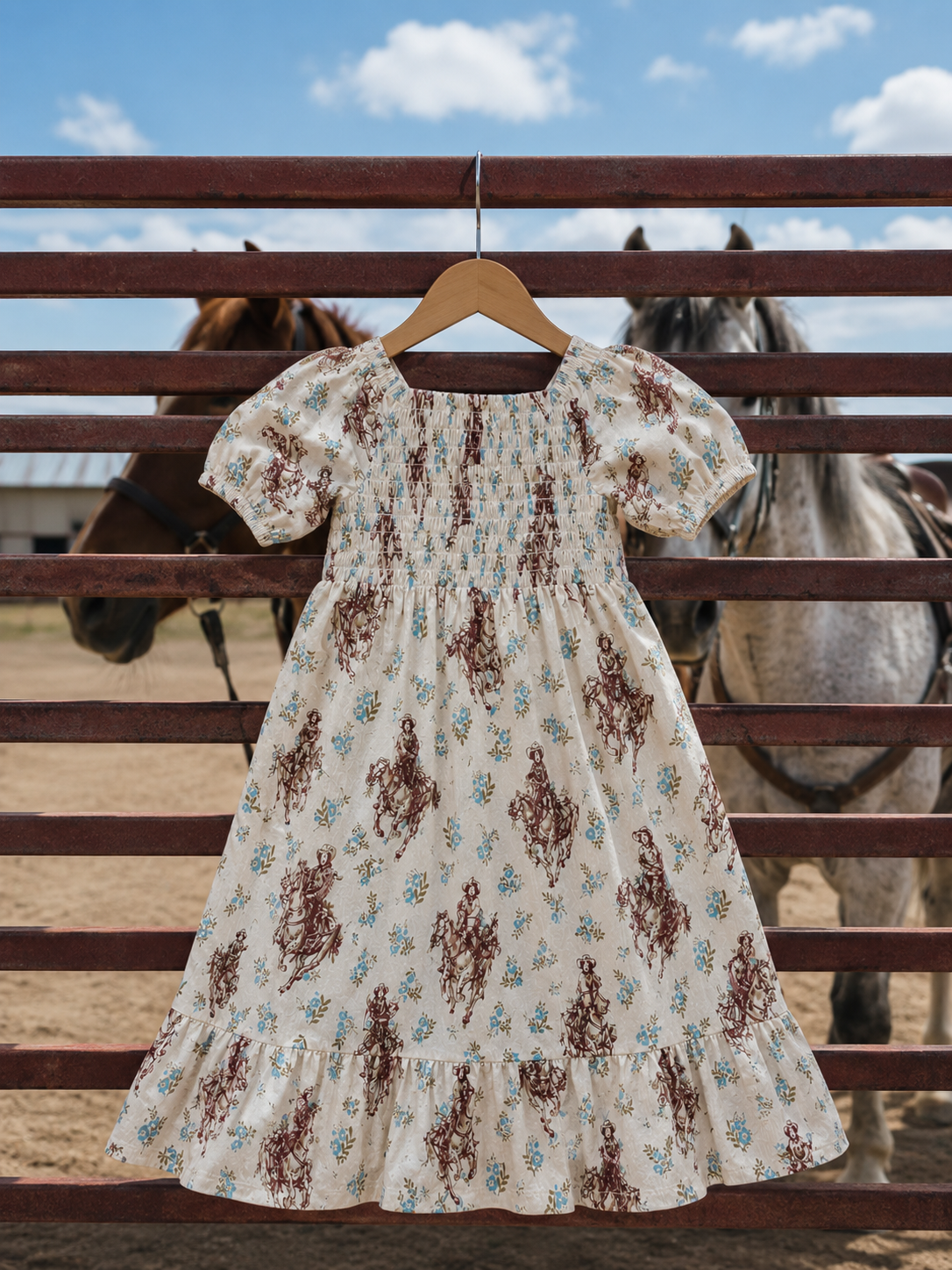 Ivory Cowgirl Smocked Dress