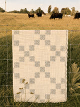 Vintage Blue Patchwork Muslin Blanket - PREORDER