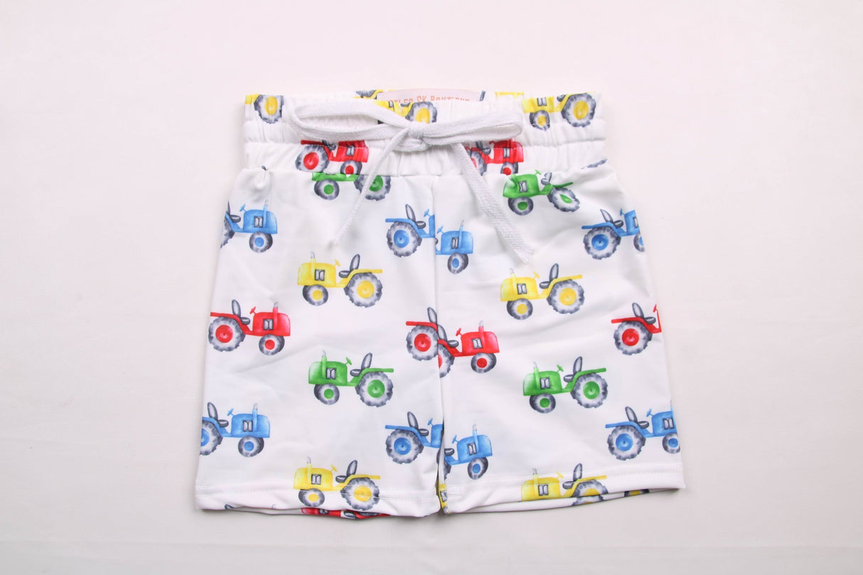 Colorful Tractor Swim Trunks Littles SK Boutique